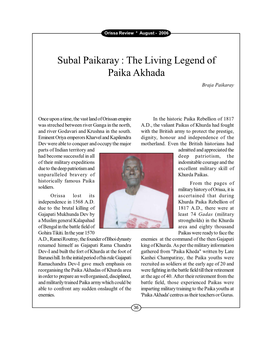 Subal Paikaray : the Living Legend of Paika Akhada Braja Paikaray