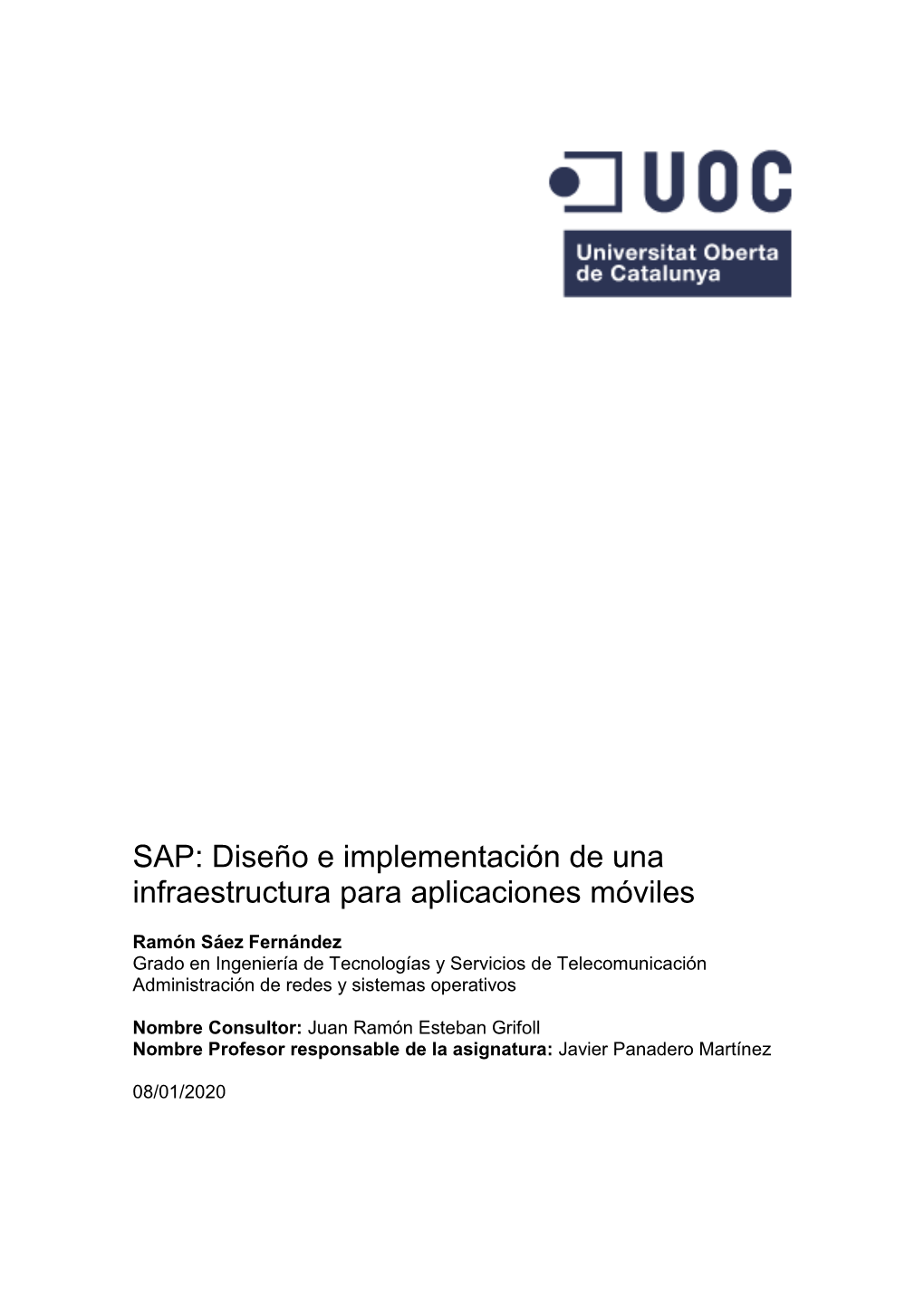 SAP: Diseño E Implementación De Una Infraestructura Para Aplicaciones Móviles
