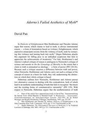 Adorno's Failed Aesthetics of Myth*