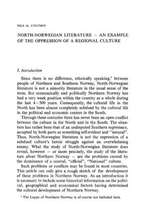 North-Norwegian Literature - an Example of the Oppression of a Regional Culture
