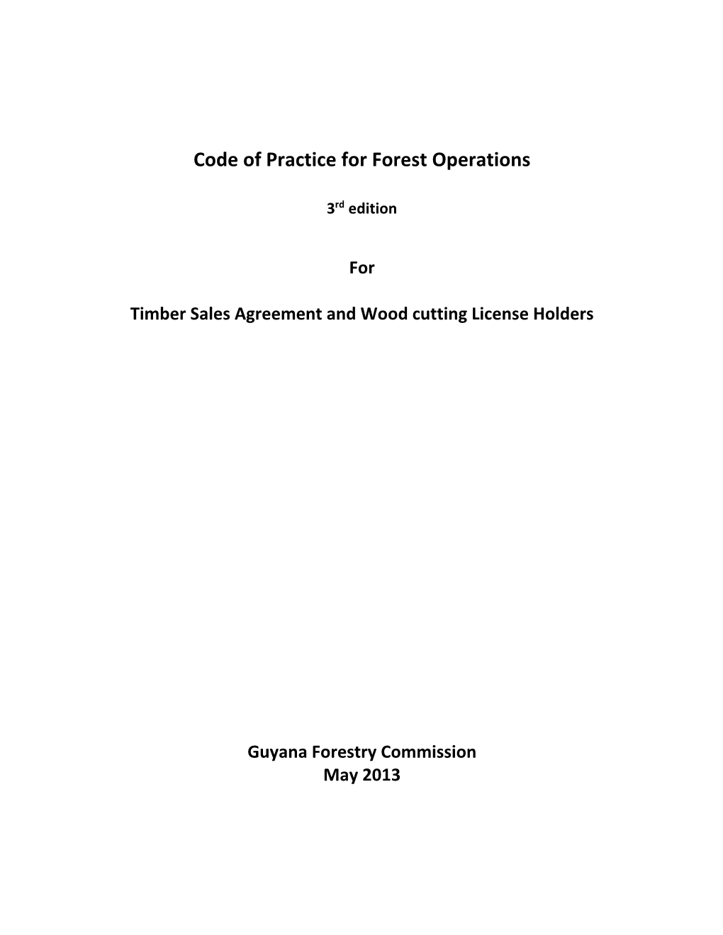Code of Practice for Forest Operations