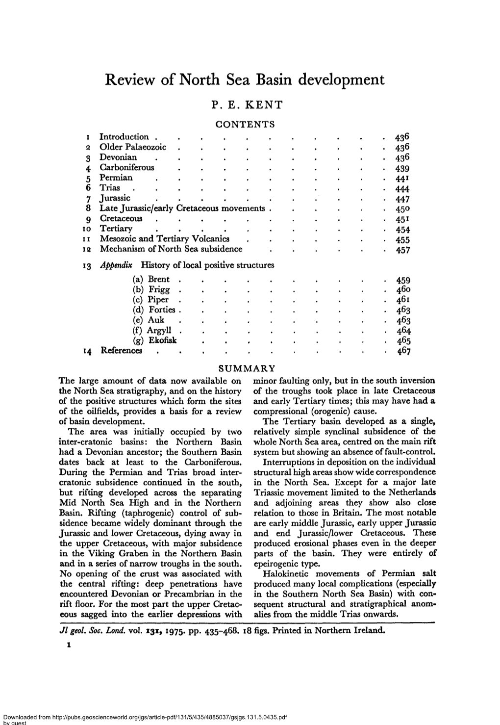 Review of North Sea Basin Development