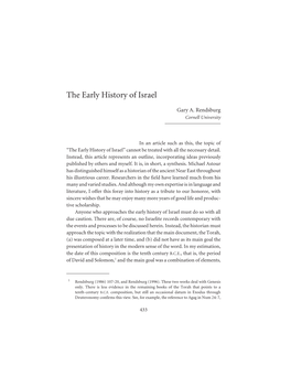 The Early History of Israel