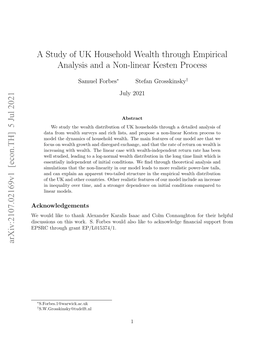 A Study of UK Household Wealth Through Empirical Analysis and a Non-Linear Kesten Process