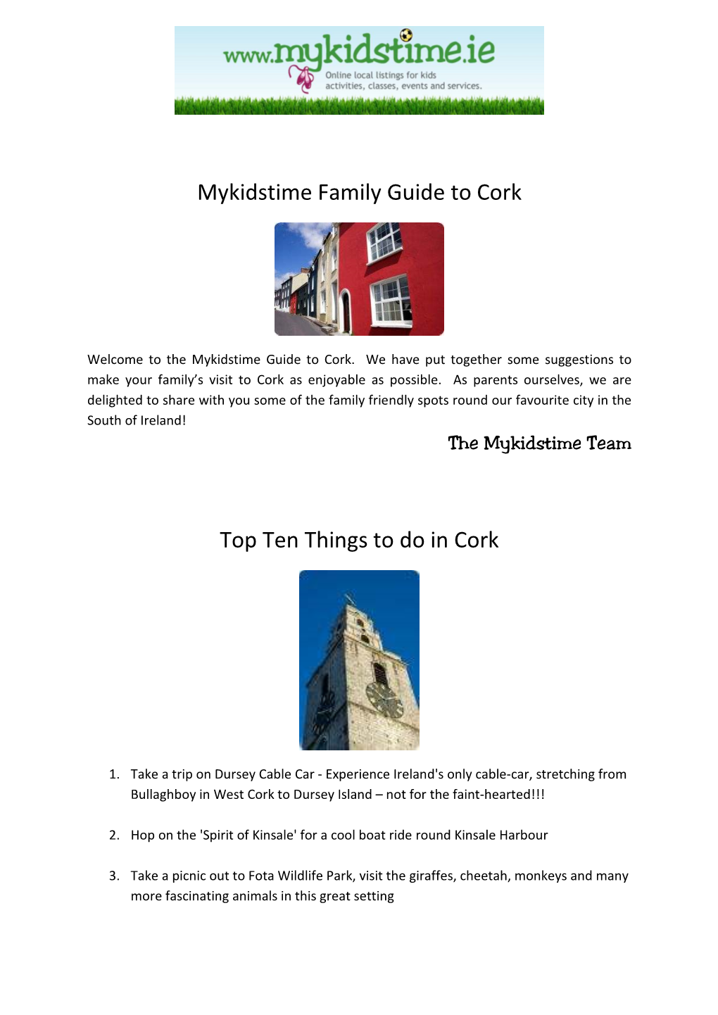 Mykidstime Family Guide to Cork Top Ten Things to Do in Cork