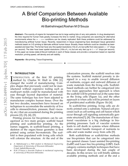 A Brief Comparison Between Available Bio-Printing Methods