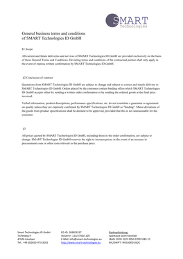 General Business Terms and Conditions of SMART Technologies ID Gmbh