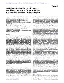 Multilocus Resolution of Phylogeny and Timescale in the Extant Adaptive Radiation of Hawaiian Honeycreepers