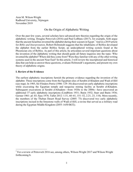 On the Origin of Alphabetic Writing