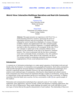 Interactive Multilinear Narratives and Real-Life Community Stories