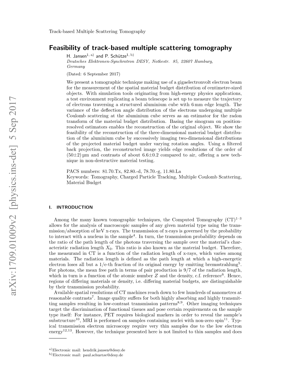 Arxiv:1709.01009V2 [Physics.Ins-Det] 5 Sep 2017 Reasonable Contrasts7