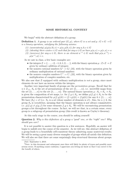 Definition 1. a Group Is an Ordered Pair (G, Μ)