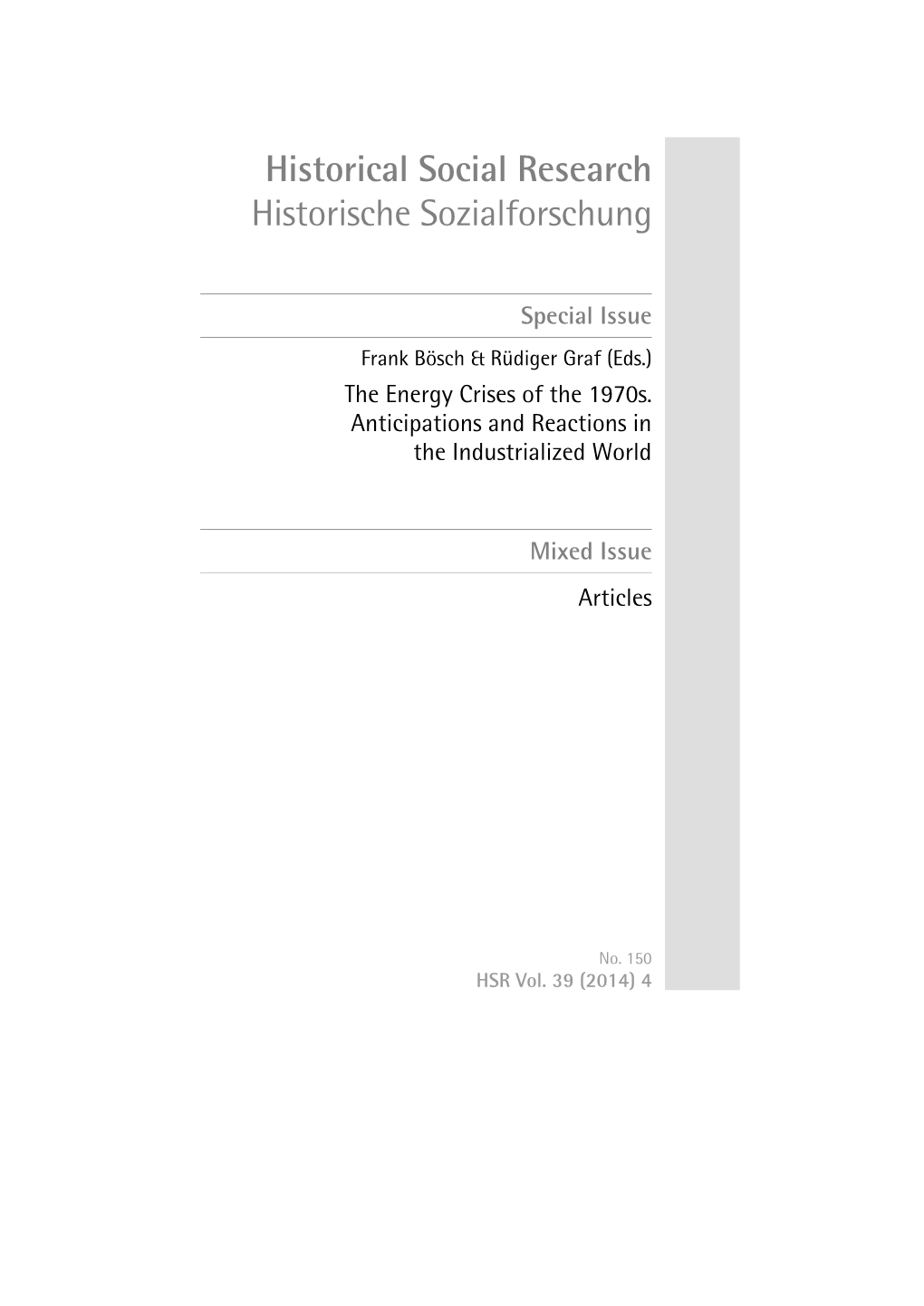 Historical Social Research Historische Sozialforschung