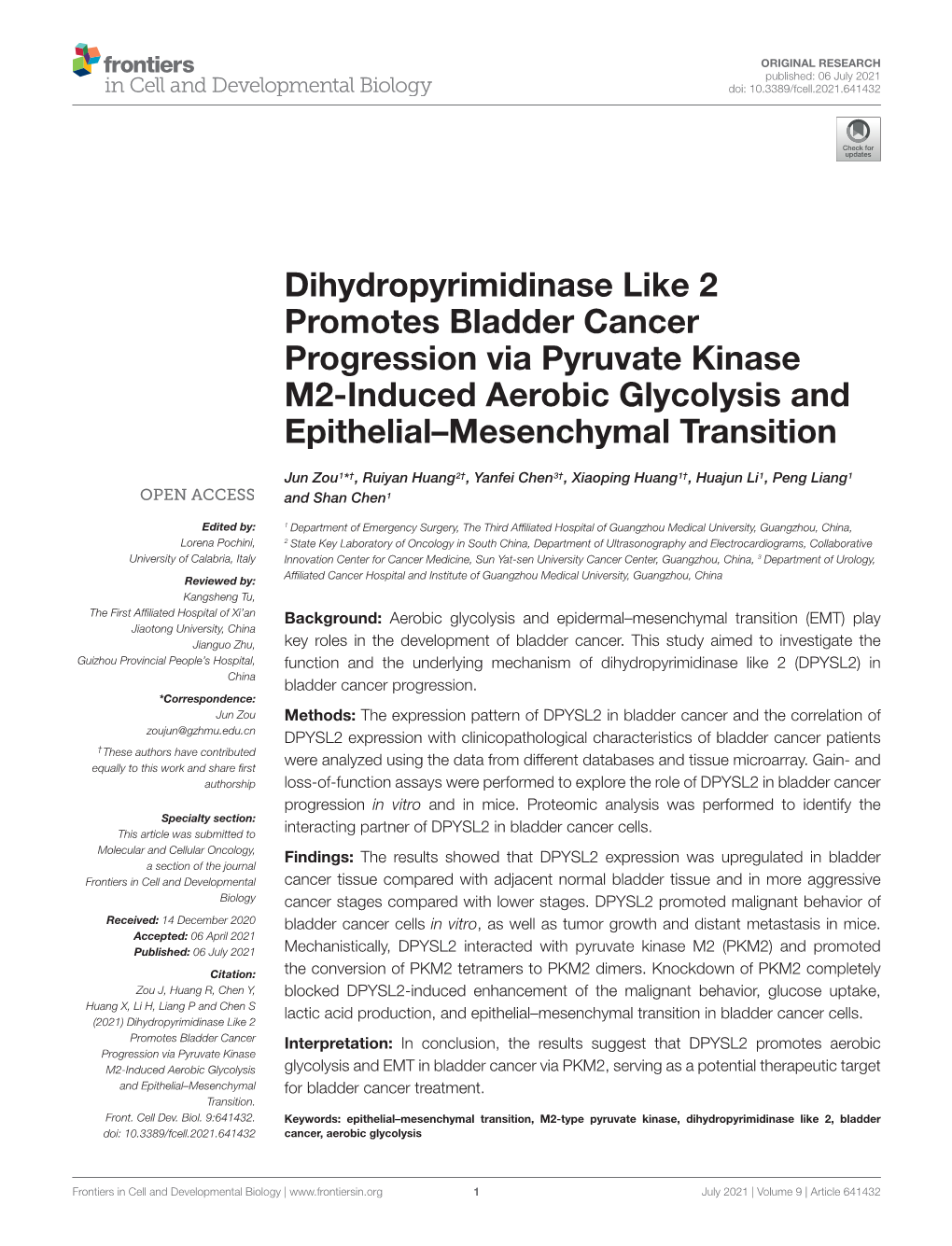 Dihydropyrimidinase Like 2 Promotes Bladder Cancer Progression Via Pyruvate Kinase M2-Induced Aerobic Glycolysis and Epithelial–Mesenchymal Transition