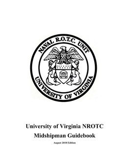 University of Virginia NROTC Midshipman Guidebook August 2018 Edition