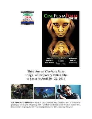 Third Annual Cinefesta Italia Brings Contemporary Italian
