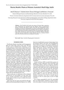 Marine Benthic Plants of Western Australia's Shelf-Edge Atolls