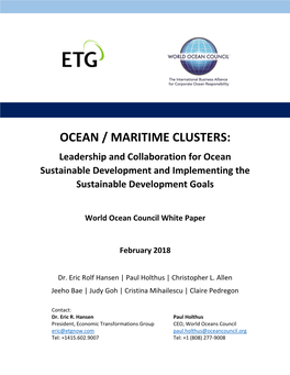White Paper on Ocean/Maritime Clusters