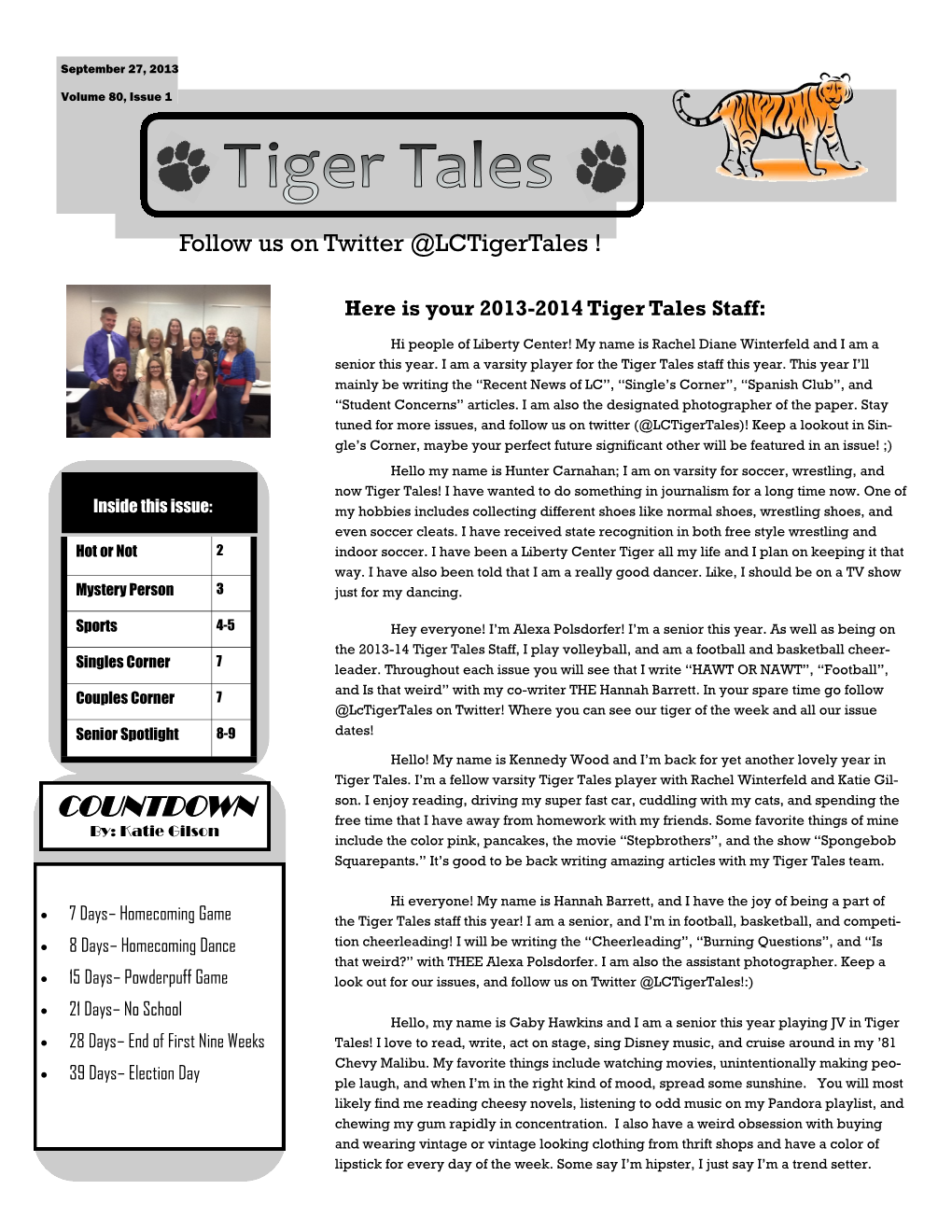 Follow Us on Twitter @Lctigertales !