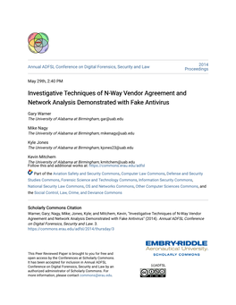 Investigative Techniques of N-Way Vendor Agreement and Network Analysis Demonstrated with Fake Antivirus