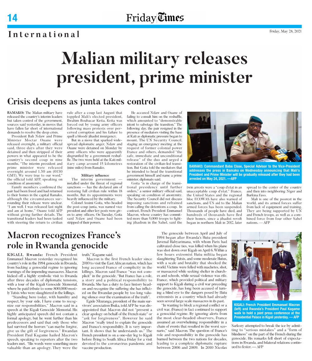 Malian Military Releases President, Prime Minister