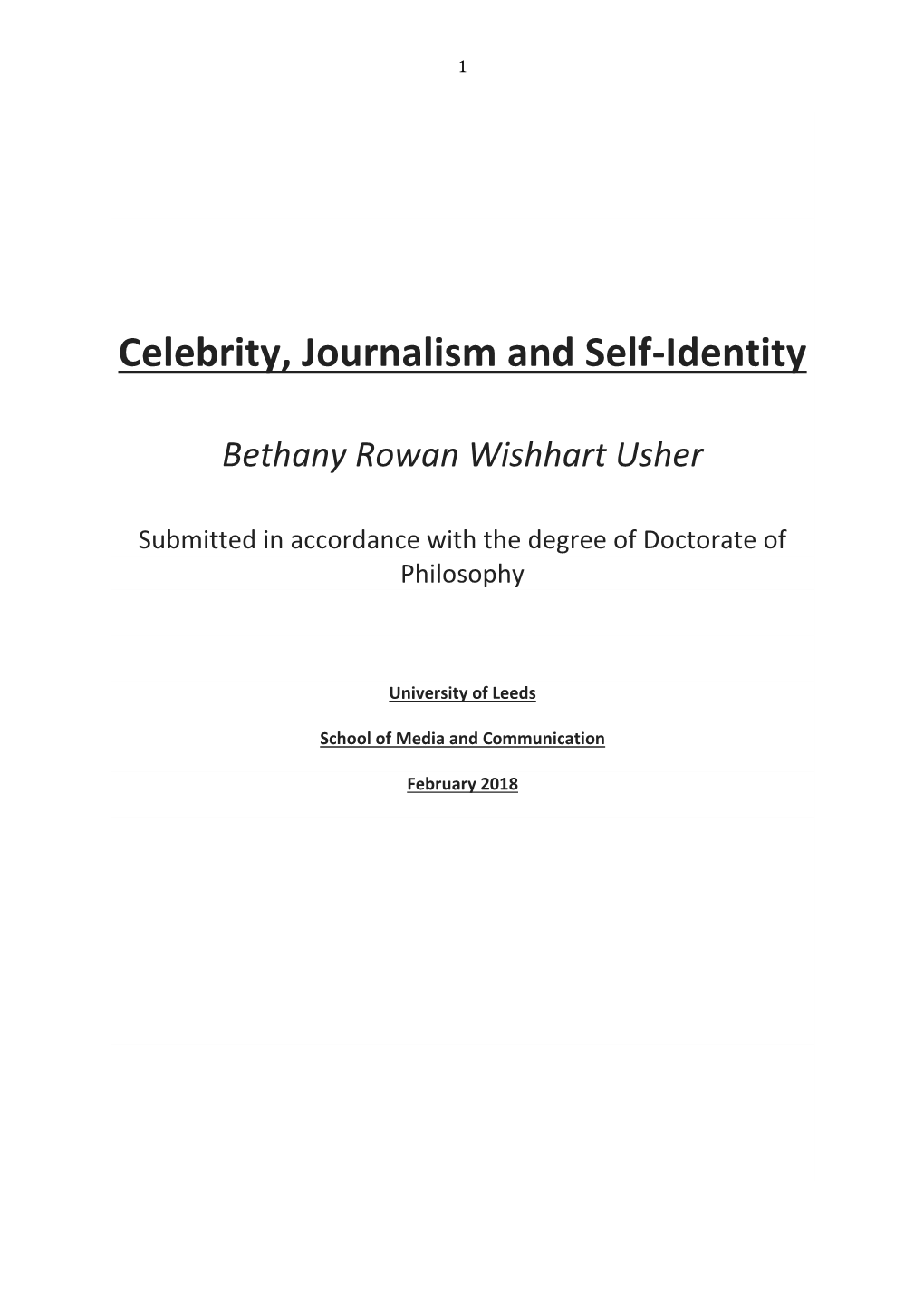 Celebrity, Journalism and Self-Identity