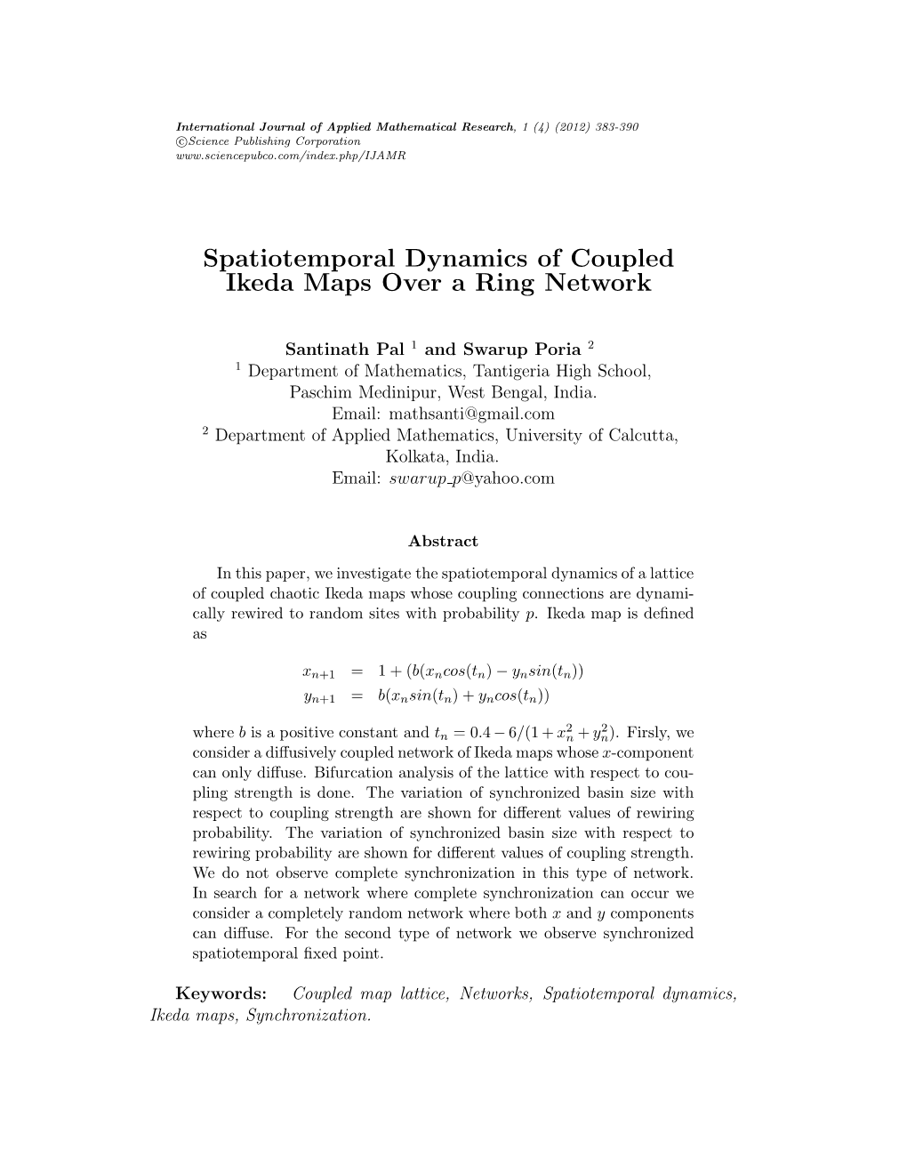 Spatiotemporal Dynamics of Coupled Ikeda Maps Over a Ring Network