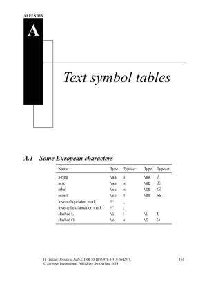 Text Symbol Tables