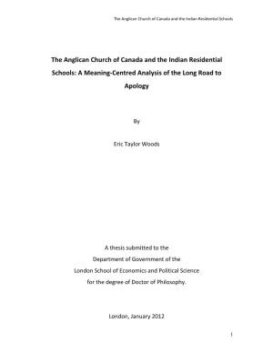 The Anglican Church of Canada and the Indian Residential Schools