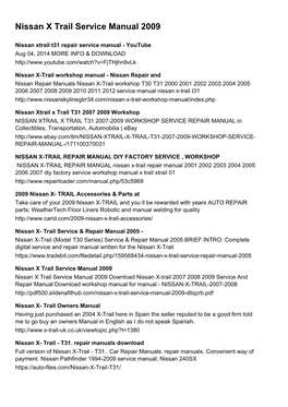 Nissan X Trail Service Manual 2009