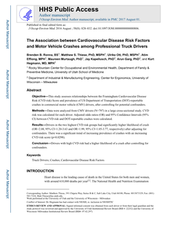 The Association Between Cardiovascular Disease Risk Factors and Motor Vehicle Crashes Among Professional Truck Drivers
