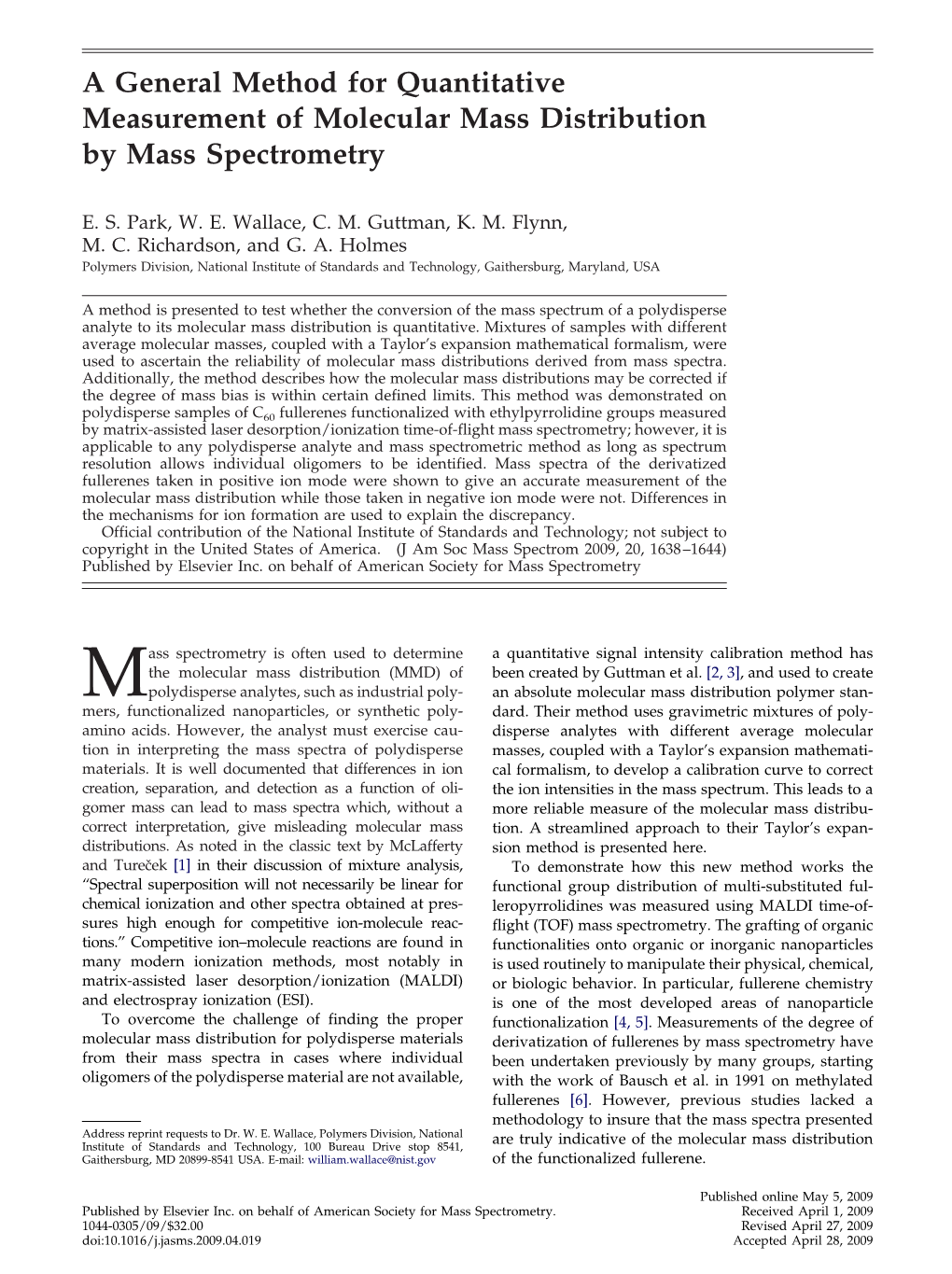 A General Method for Quantitative Measurement of Molecular Mass Distribution by Mass Spectrometry