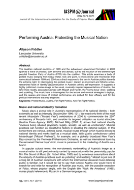 Performing Austria: Protesting the Musical Nation