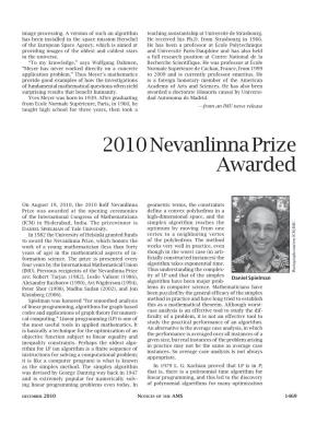 2010 Nevanlinna Prize Awarded