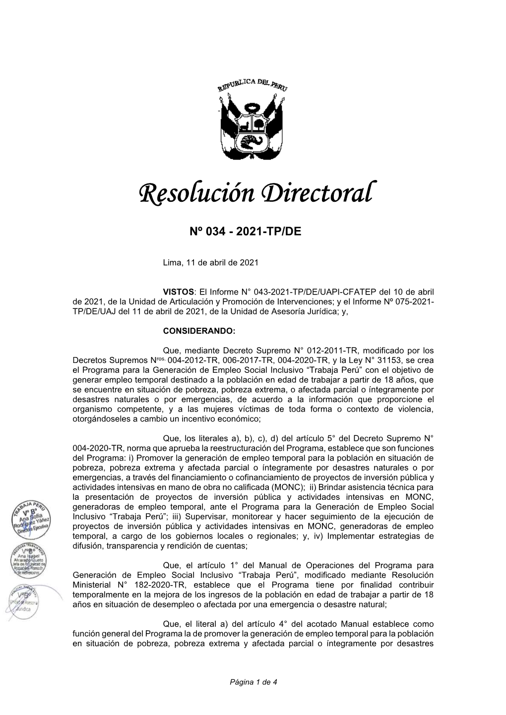 Resolución Directoral