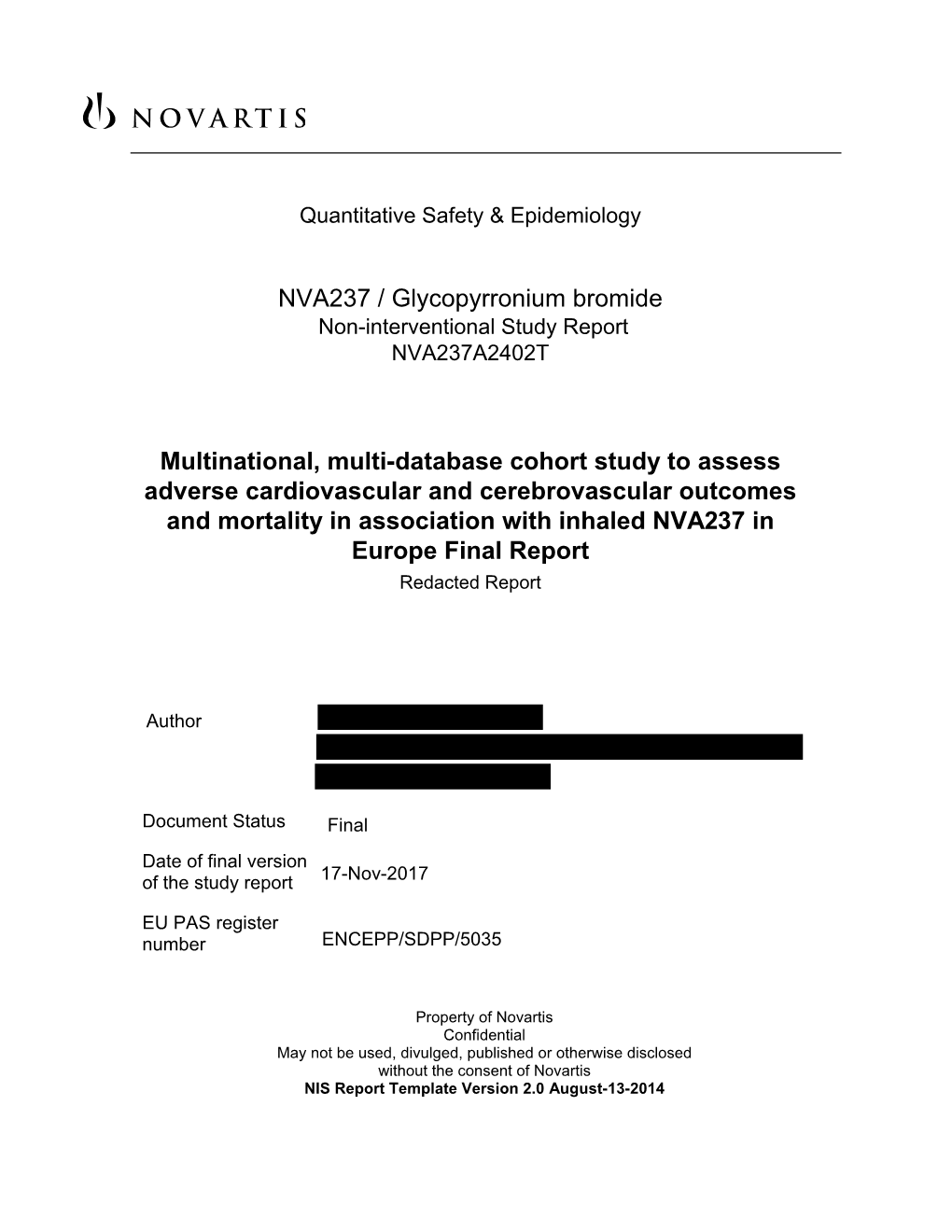 NVA237 / Glycopyrronium Bromide Multinational, Multi-Database Cohort