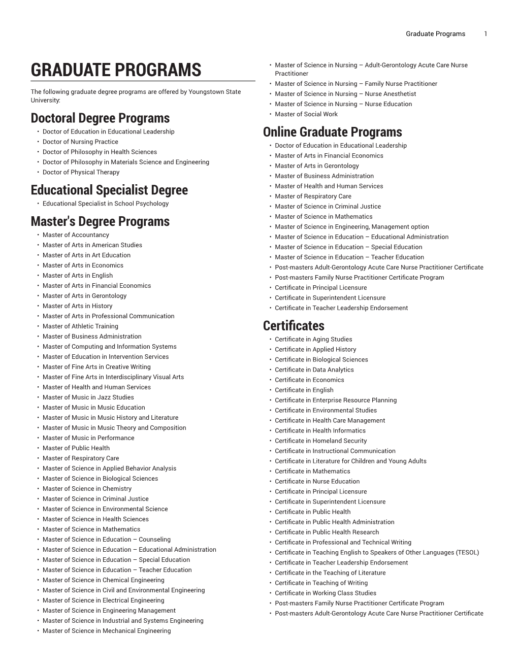 Graduate Programs 1