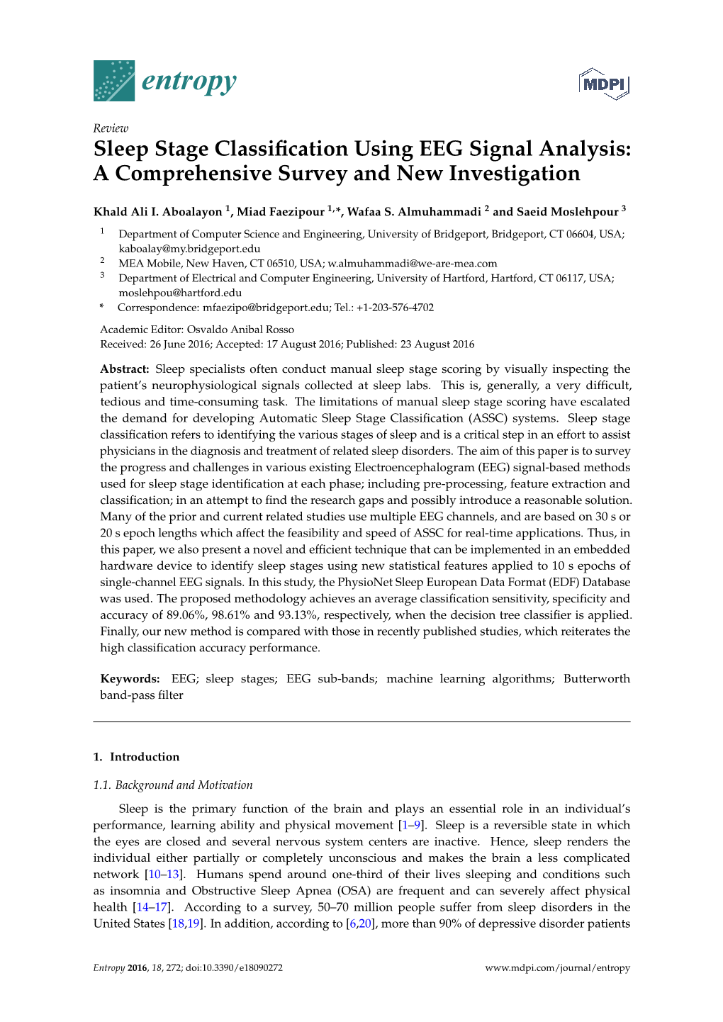 Sleep Stage Classification Using EEG Signal Analysis