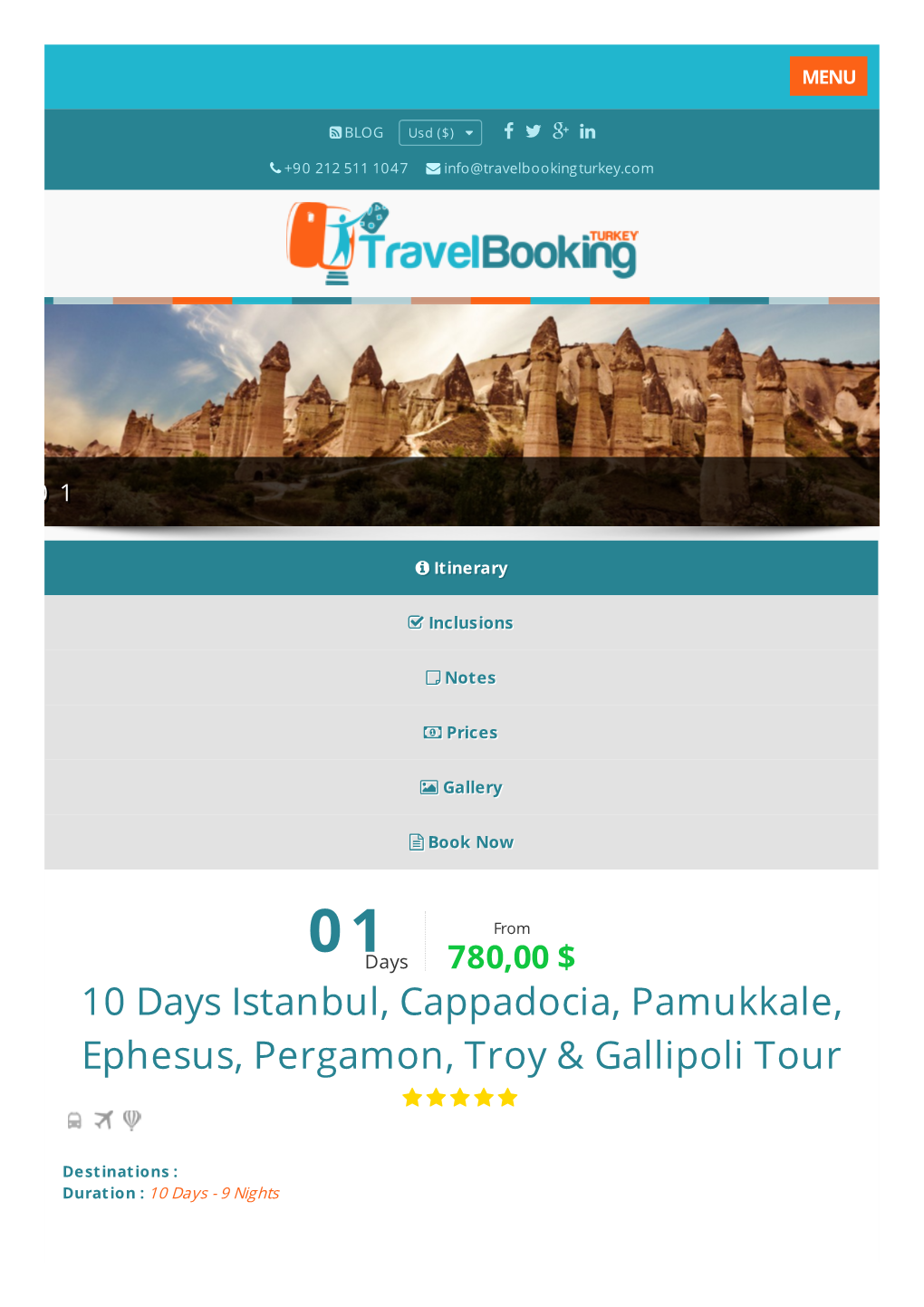 10 Days Istanbul, Cappadocia, Pamukkale, Ephesus, Pergamon, Troy & Gallipoli Tour     