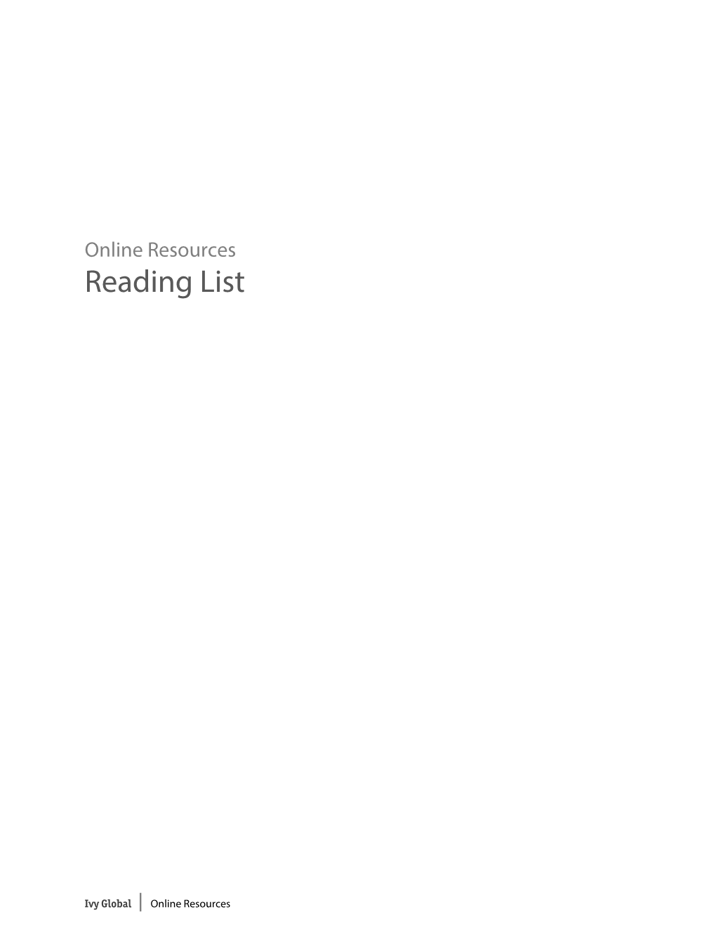 Reading List