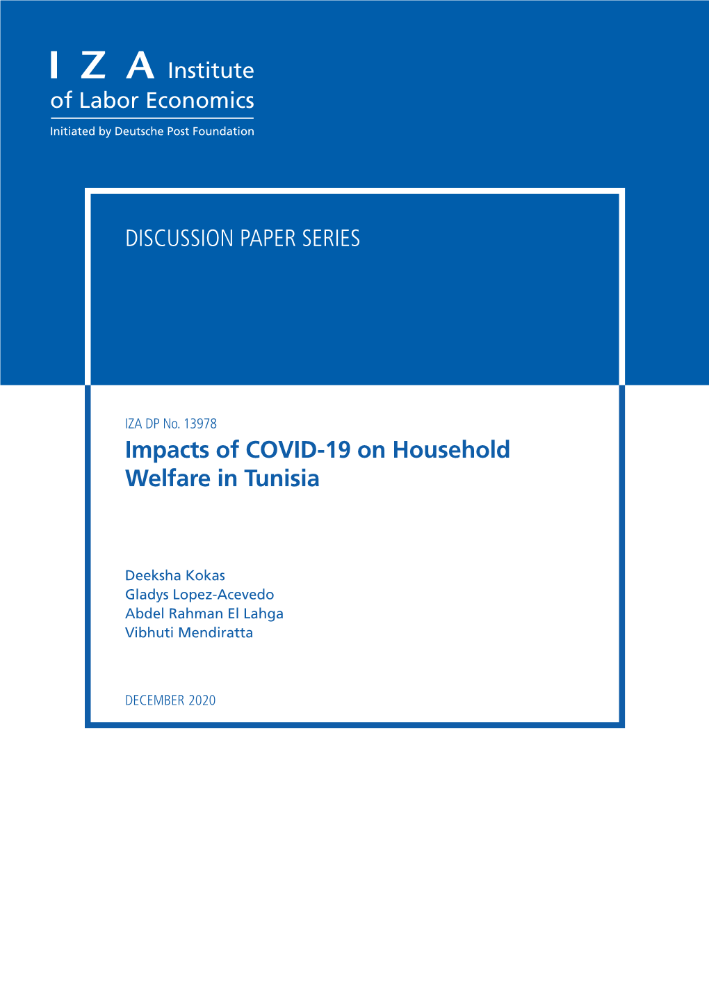 Impacts of COVID-19 on Household Welfare in Tunisia