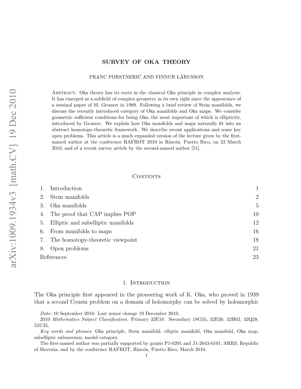 Survey of Oka Theory 3