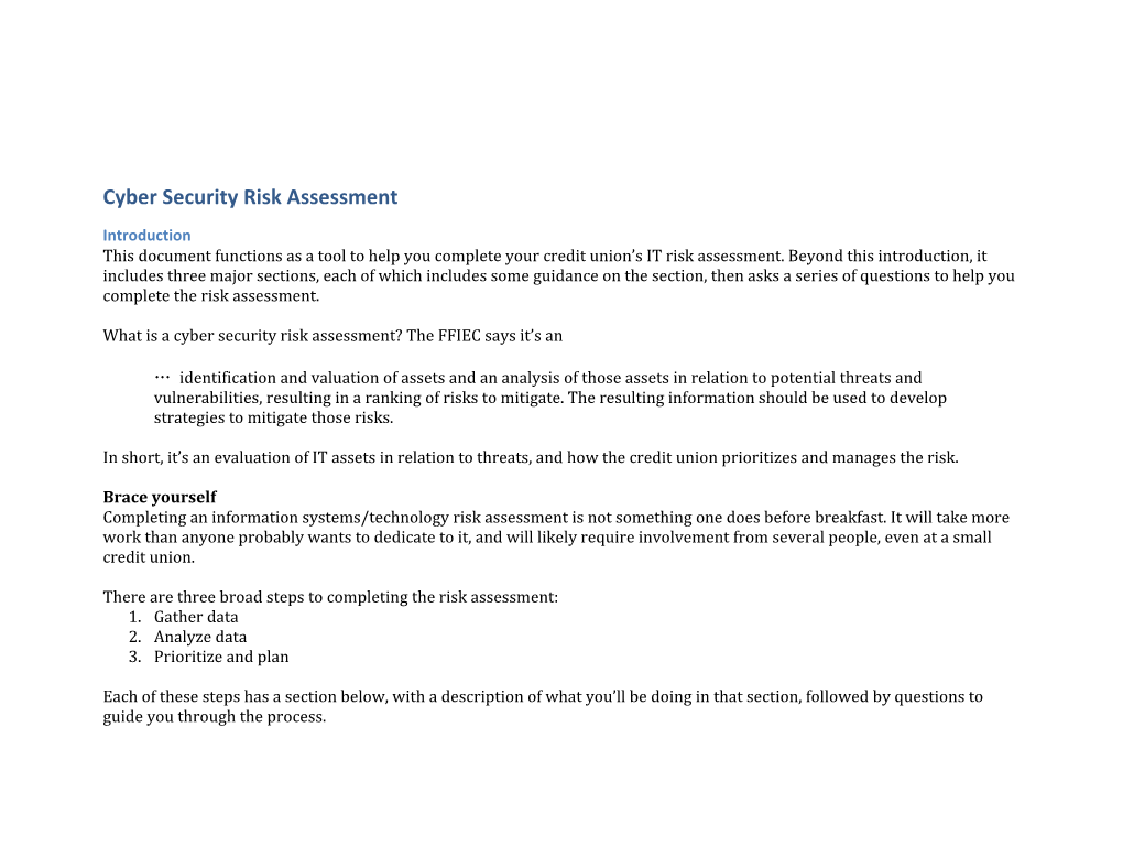 Cyber Security Risk Assessment