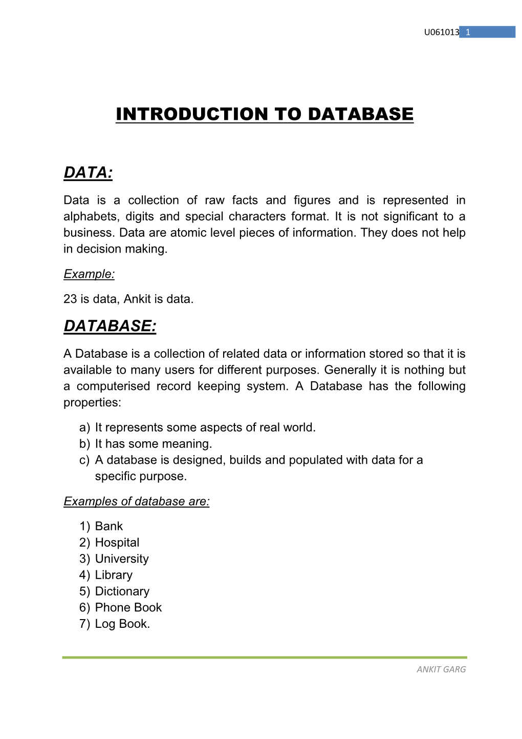 Introduction to Database