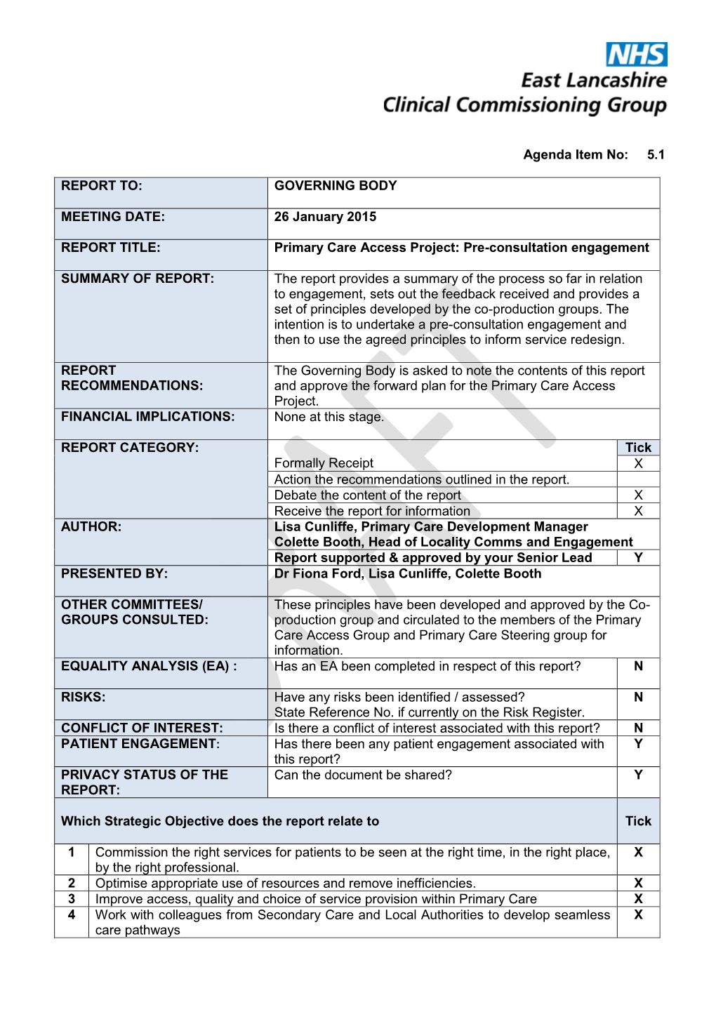 Primary Care Access Project: Pre-Consultation Engagement