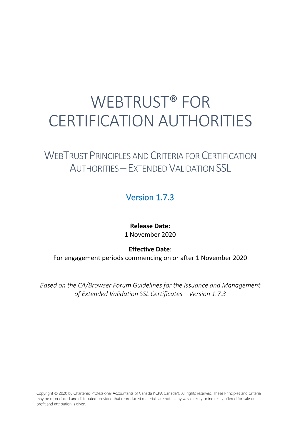 Webtrust Principles and Criteria for Certification Authorities – Extended Validation Ssl