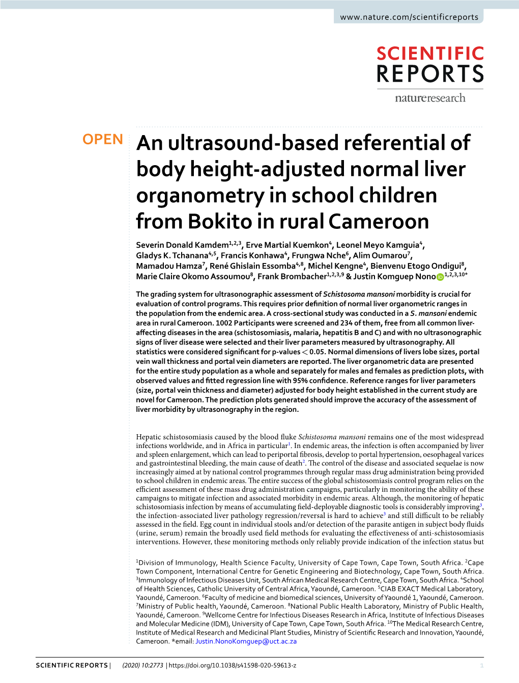 An Ultrasound-Based Referential of Body Height-Adjusted Normal Liver