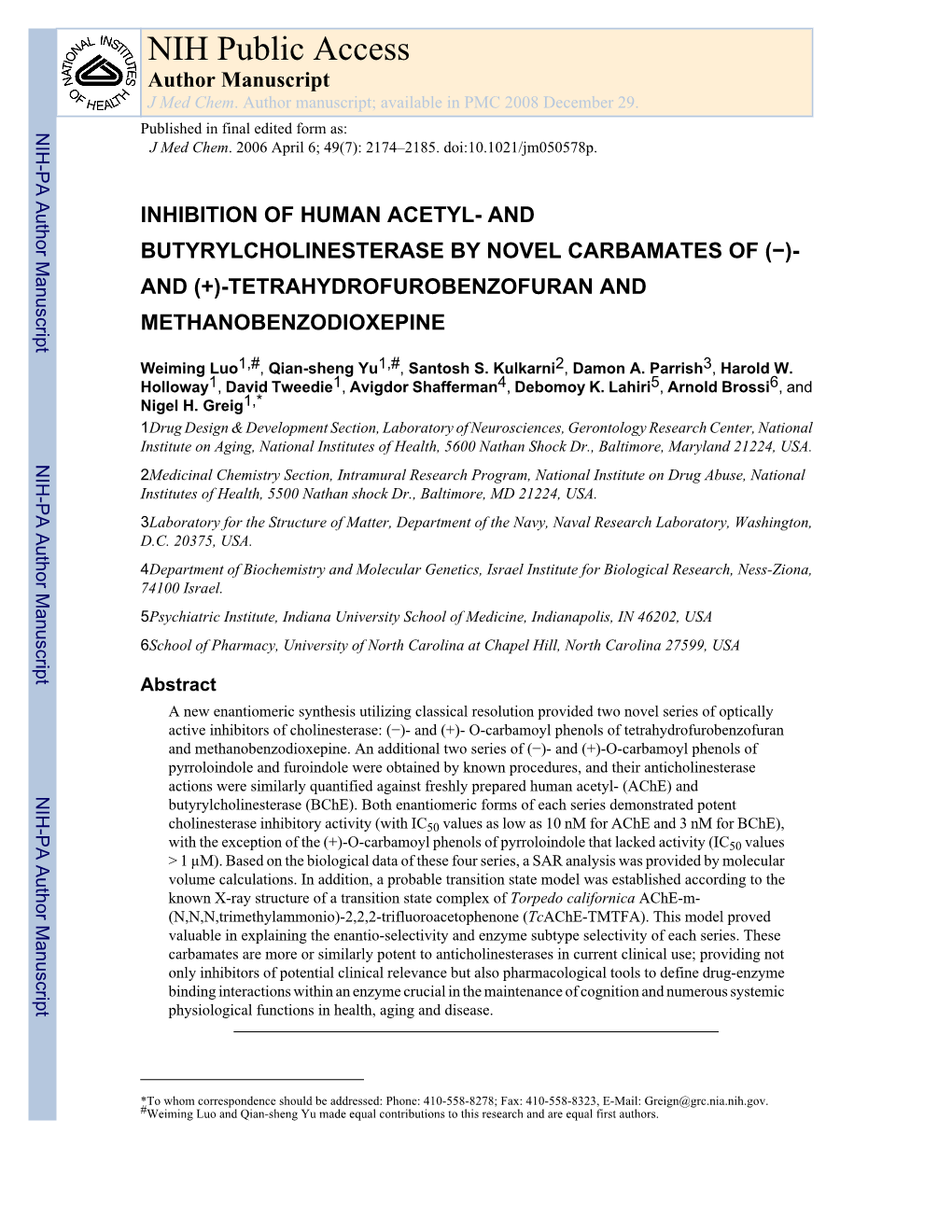 NIH Public Access Author Manuscript J Med Chem