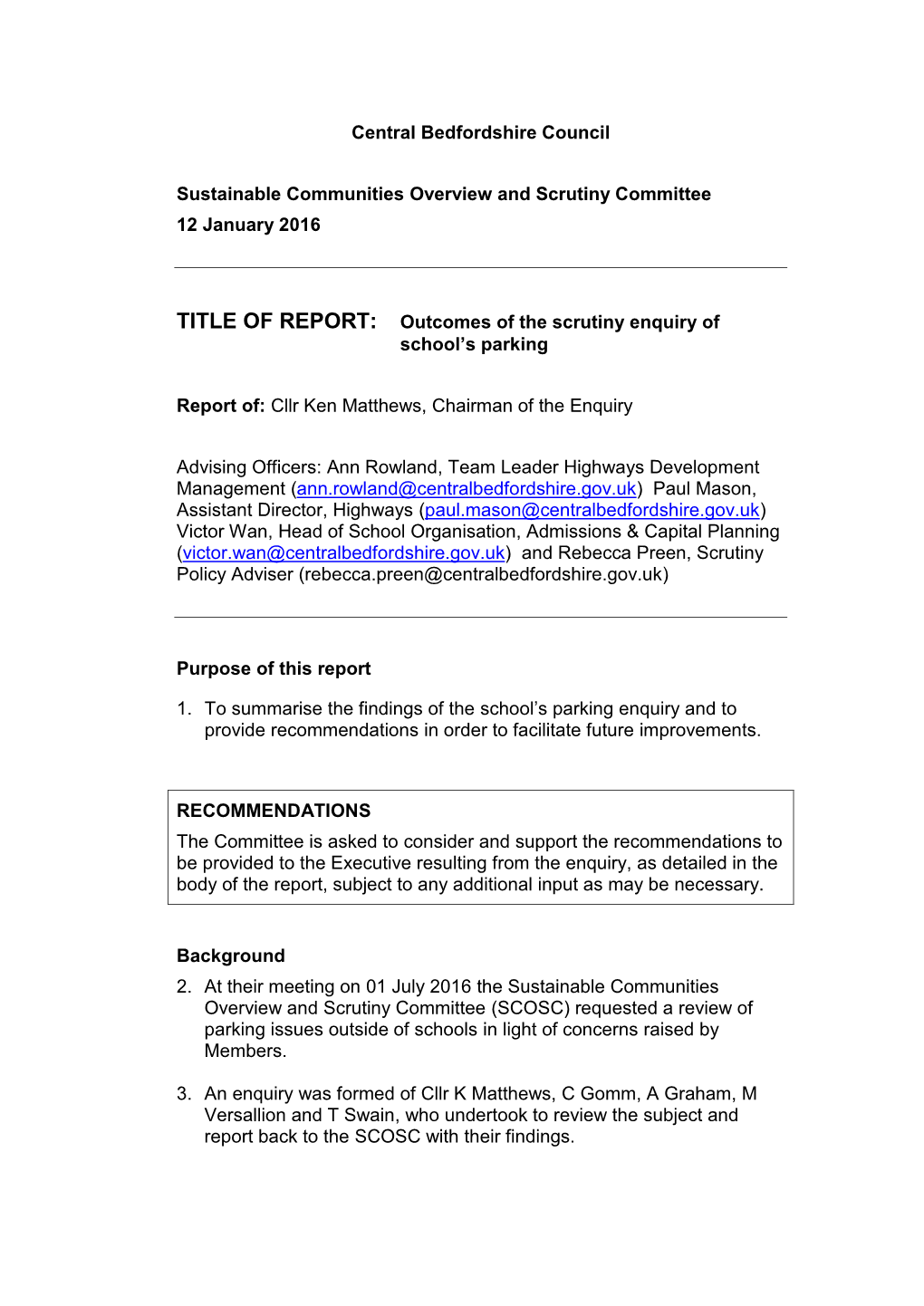 Central Bedfordshire Council Sustainable Communities Overview