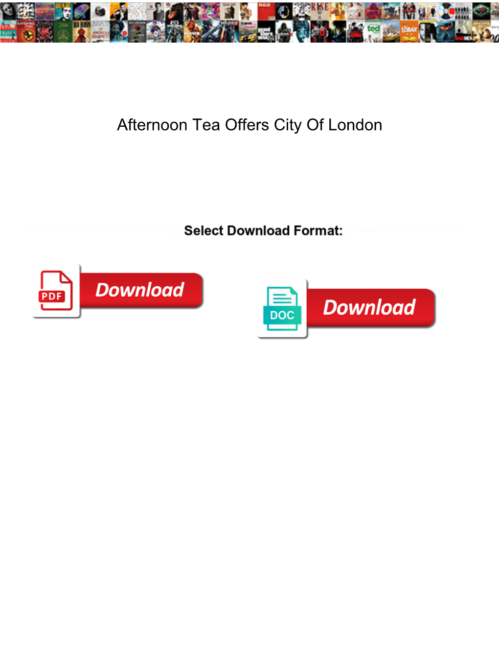 Afternoon Tea Offers City of London